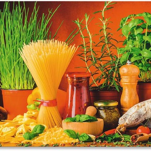 Küchenrückwand ARTLAND Mediterranes und italienisches Essen Spritzschutzwände Gr. B/H: 130 cmx60 cm, bunt Küchendekoration Spritzschutzwände Alu Spritzschutz mit Klebeband, einfache Montage