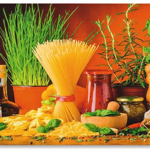 Küchenrückwand ARTLAND Mediterranes und italienisches Essen Spritzschutzwände Gr. B/H: 140 cmx55 cm, bunt Küchendekoration Spritzschutzwände Alu Spritzschutz mit Klebeband, einfache Montage