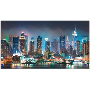 Küchenrückwand ARTLAND New York City Times Square Spritzschutzwände Gr. B/H: 120 cmx65 cm, blau Küchendekoration Spritzschutzwände Alu Spritzschutz mit Klebeband, einfache Montage