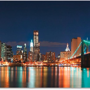 Küchenrückwand ARTLAND New York Skyline Brooklyn Bridge Spritzschutzwände Gr. B/H: 120 cmx65 cm, blau Küchendekoration Spritzschutzwände Alu Spritzschutz mit Klebeband, einfache Montage