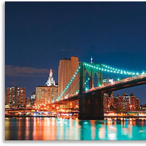 Küchenrückwand ARTLAND New York Skyline Brooklyn Bridge Spritzschutzwände Gr. B/H: 140 cmx50 cm, blau Küchendekoration Spritzschutzwände Alu Spritzschutz mit Klebeband, einfache Montage