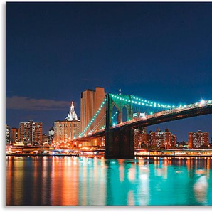 Küchenrückwand ARTLAND New York Skyline Brooklyn Bridge Spritzschutzwände Gr. B/H: 150 cmx65 cm, blau Küchendekoration Spritzschutzwände Alu Spritzschutz mit Klebeband, einfache Montage