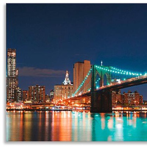 Küchenrückwand ARTLAND New York Skyline Brooklyn Bridge Spritzschutzwände Gr. B/H: 160 cmx60 cm, blau Küchendekoration Spritzschutzwände Alu Spritzschutz mit Klebeband, einfache Montage