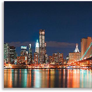 Küchenrückwand ARTLAND New York Skyline Brooklyn Bridge Spritzschutzwände Gr. B/H: 180 cmx50 cm, blau Küchendekoration Spritzschutzwände Alu Spritzschutz mit Klebeband, einfache Montage