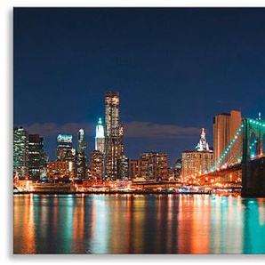 Küchenrückwand ARTLAND New York Skyline Brooklyn Bridge Spritzschutzwände Gr. B/H: 180 cmx55 cm, blau Küchendekoration Spritzschutzwände Alu Spritzschutz mit Klebeband, einfache Montage