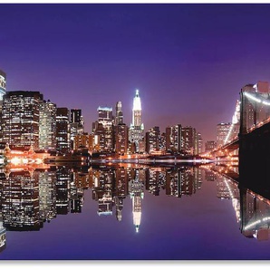 Küchenrückwand ARTLAND New York Skyline Spritzschutzwände Gr. B/H: 130 cm x 60 cm, lila Küchendekoration Alu Spritzschutz mit Klebeband, einfache Montage