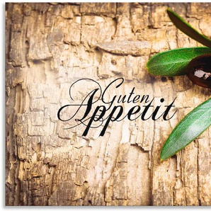 Küchenrückwand ARTLAND Oliven Guten Appetit Spritzschutzwände Gr. B/H: 130 cm x 65 cm, braun Küchendekoration