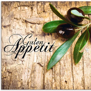 Küchenrückwand ARTLAND Oliven Guten Appetit Spritzschutzwände Gr. B/H: 70 cm x 65 cm, braun Küchendekoration
