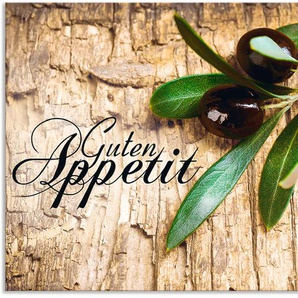 Küchenrückwand ARTLAND Oliven Guten Appetit Spritzschutzwände Gr. B/H: 80 cm x 60 cm, braun Küchendekoration