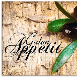 Küchenrückwand ARTLAND Oliven Guten Appetit Spritzschutzwände Gr. B/H: 90 cm x 50 cm, braun Küchendekoration