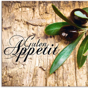 Küchenrückwand ARTLAND Oliven Guten Appetit Spritzschutzwände Gr. B/H: 90 cm x 60 cm, braun Küchendekoration