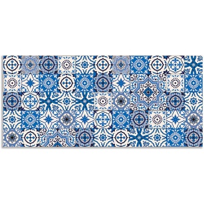 Küchenrückwand ARTLAND Orientalische Fliesen Spritzschutzwände Gr. B/H: 110 cm x 50 cm, blau Küchendekoration Alu Spritzschutz mit Klebeband, einfache Montage
