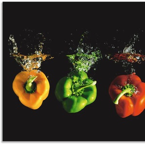 Küchenrückwand ARTLAND Paprika fallen ins Wasser Spritzschutzwände Gr. B/H: 100 cm x 65 cm, bunt Küchendekoration