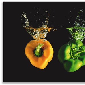 Küchenrückwand ARTLAND Paprika fallen ins Wasser Spritzschutzwände Gr. B/H: 120 cm x 50 cm, bunt Küchendekoration