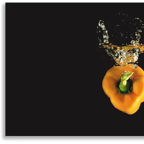 Küchenrückwand ARTLAND Paprika fallen ins Wasser Spritzschutzwände Gr. B/H: 170 cmx50 cm, bunt Küchendekoration Spritzschutzwände Alu Spritzschutz mit Klebeband, einfache Montage