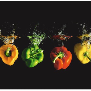 Küchenrückwand ARTLAND Paprika fallen ins Wasser Spritzschutzwände Gr. B/H: 80 cm x 60 cm, bunt Küchendekoration