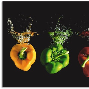 Küchenrückwand ARTLAND Paprika fallen ins Wasser Spritzschutzwände Gr. B/H: 90 cm x 50 cm, bunt Küchendekoration