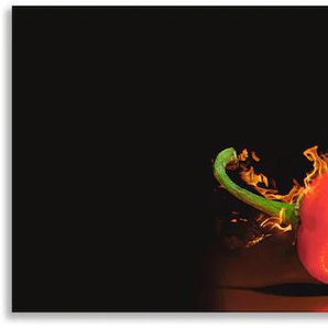 Küchenrückwand ARTLAND Roter scharfer Chilipfeffer Spritzschutzwände Gr. B/H: 180 cm x 55 cm, rot Küchendekoration Alu Spritzschutz mit Klebeband, einfache Montage