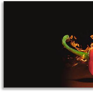 Küchenrückwand ARTLAND Roter scharfer Chilipfeffer Spritzschutzwände Gr. B/H: 180 cmx50 cm, rot Küchendekoration Spritzschutzwände Alu Spritzschutz mit Klebeband, einfache Montage