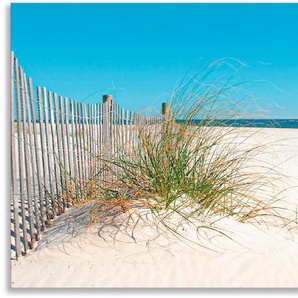 Küchenrückwand ARTLAND Schöne Sanddüne mit Gräsern und Zaun Spritzschutzwände Gr. B/H: 140 cmx55 cm, beige (naturfarben) Küchendekoration Spritzschutzwände Alu Spritzschutz mit Klebeband, einfache Montage