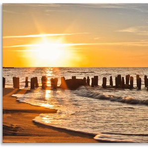 Küchenrückwand ARTLAND Schöner Sonnenuntergang am Strand Spritzschutzwände Gr. B/H: 130 cmx55 cm, orange Küchendekoration Spritzschutzwände Alu Spritzschutz mit Klebeband, einfache Montage