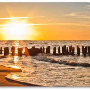 Küchenrückwand ARTLAND Schöner Sonnenuntergang am Strand Spritzschutzwände Gr. B/H: 150 cmx55 cm, orange Küchendekoration Spritzschutzwände Alu Spritzschutz mit Klebeband, einfache Montage
