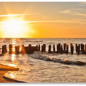 Küchenrückwand ARTLAND Schöner Sonnenuntergang am Strand Spritzschutzwände Gr. B/H: 160 cmx60 cm, orange Küchendekoration Spritzschutzwände Alu Spritzschutz mit Klebeband, einfache Montage