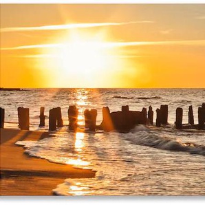 Küchenrückwand ARTLAND Schöner Sonnenuntergang am Strand Spritzschutzwände Gr. B/H: 170 cmx55 cm, orange Küchendekoration Spritzschutzwände Alu Spritzschutz mit Klebeband, einfache Montage
