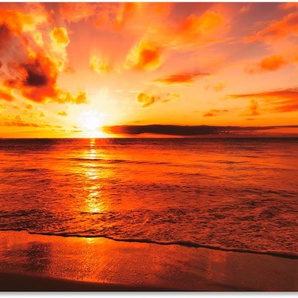 Küchenrückwand ARTLAND Schöner Sonnenuntergang Strand Spritzschutzwände Gr. B/H: 100 cmx65 cm, orange Küchendekoration Spritzschutzwände Alu Spritzschutz mit Klebeband, einfache Montage