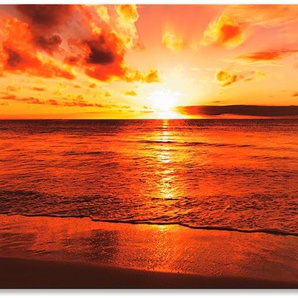 Küchenrückwand ARTLAND Schöner Sonnenuntergang Strand Spritzschutzwände Gr. B/H: 120 cmx55 cm, orange Küchendekoration Spritzschutzwände Alu Spritzschutz mit Klebeband, einfache Montage