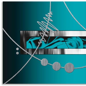 Küchenrückwand ARTLAND Silber abstrakt auf petrol Spritzschutzwände Gr. B/H: 120 cmx60 cm, blau Küchendekoration Spritzschutzwände Alu Spritzschutz mit Klebeband, einfache Montage