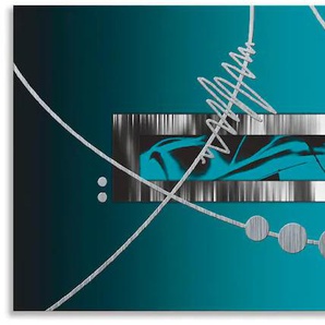 Küchenrückwand ARTLAND Silber abstrakt auf petrol Spritzschutzwände Gr. B/H: 130 cm x 50 cm, blau Küchendekoration Alu Spritzschutz mit Klebeband, einfache Montage