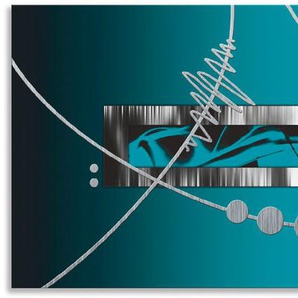 Küchenrückwand ARTLAND Silber abstrakt auf petrol Spritzschutzwände Gr. B/H: 130 cmx50 cm, blau Küchendekoration Spritzschutzwände Alu Spritzschutz mit Klebeband, einfache Montage