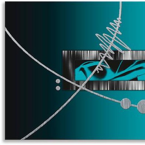 Küchenrückwand ARTLAND Silber abstrakt auf petrol Spritzschutzwände Gr. B/H: 140 cmx50 cm, blau Küchendekoration Spritzschutzwände Alu Spritzschutz mit Klebeband, einfache Montage
