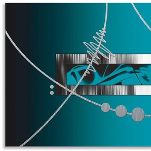 Küchenrückwand ARTLAND Silber abstrakt auf petrol Spritzschutzwände Gr. B/H: 140 cmx60 cm, blau Küchendekoration Spritzschutzwände Alu Spritzschutz mit Klebeband, einfache Montage