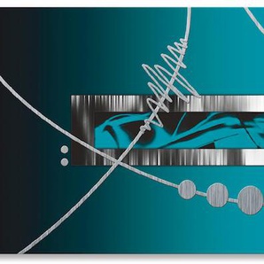 Küchenrückwand ARTLAND Silber abstrakt auf petrol Spritzschutzwände Gr. B/H: 150 cmx50 cm, blau Küchendekoration Spritzschutzwände Alu Spritzschutz mit Klebeband, einfache Montage
