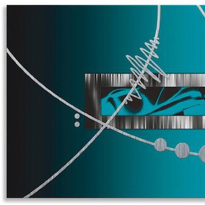 Küchenrückwand ARTLAND Silber abstrakt auf petrol Spritzschutzwände Gr. B/H: 160 cmx60 cm, blau Küchendekoration Spritzschutzwände Alu Spritzschutz mit Klebeband, einfache Montage