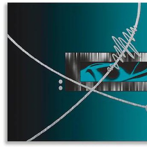 Küchenrückwand ARTLAND Silber abstrakt auf petrol Spritzschutzwände Gr. B/H: 180 cm x 55 cm, blau Küchendekoration Alu Spritzschutz mit Klebeband, einfache Montage