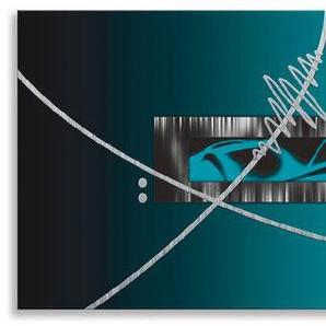 Küchenrückwand ARTLAND Silber abstrakt auf petrol Spritzschutzwände Gr. B/H: 180 cmx50 cm, blau Küchendekoration Spritzschutzwände Alu Spritzschutz mit Klebeband, einfache Montage