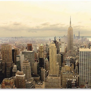Küchenrückwand ARTLAND Skyline Manhattan - New York Spritzschutzwände Gr. B/H: 110 cm x 60 cm, beige (natur) Küchendekoration Alu Spritzschutz mit Klebeband, einfache Montage