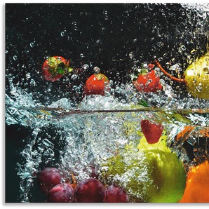 Küchenrückwand ARTLAND Spritzendes Obst auf dem Wasser Spritzschutzwände Gr. B/H: 100 cm x 50 cm, bunt Küchendekoration Alu Spritzschutz mit Klebeband, einfache Montage