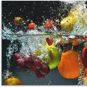 Küchenrückwand ARTLAND Spritzendes Obst auf dem Wasser Spritzschutzwände Gr. B/H: 100 cm x 65 cm, bunt Küchendekoration Alu Spritzschutz mit Klebeband, einfache Montage