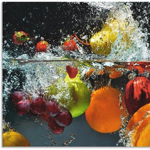 Küchenrückwand ARTLAND Spritzendes Obst auf dem Wasser Spritzschutzwände Gr. B/H: 80 cm x 60 cm, bunt Küchendekoration Alu Spritzschutz mit Klebeband, einfache Montage
