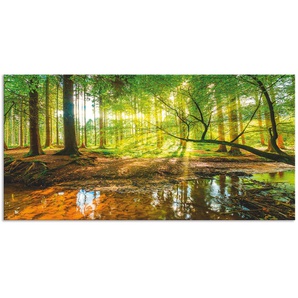 Küchenrückwand ARTLAND Wald mit Bach Spritzschutzwände Gr. B/H: 100 cm x 50 cm, grün Küchendekoration Alu Spritzschutz mit Klebeband, einfache Montage