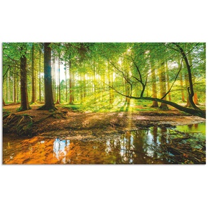 Küchenrückwand ARTLAND Wald mit Bach Spritzschutzwände Gr. B/H: 100 cm x 60 cm, grün Küchendekoration Alu Spritzschutz mit Klebeband, einfache Montage