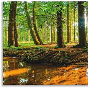 Küchenrückwand ARTLAND Wald mit Bach Spritzschutzwände Gr. B/H: 170 cm x 60 cm, grün Küchendekoration Alu Spritzschutz mit Klebeband, einfache Montage