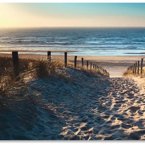 Küchenrückwand ARTLAND Weg zum Nordseestrand Sonnenuntergang Spritzschutzwände Gr. B/H: 130 cmx65 cm, beige (naturfarben) Küchendekoration Spritzschutzwände Alu Spritzschutz mit Klebeband, einfache Montage