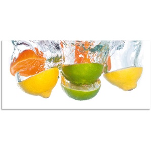Küchenrückwand ARTLAND Zitrusfrüchte fallen in klares Wasser Spritzschutzwände Gr. B/H: 120 cm x 55 cm, bunt Küchendekoration