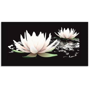 Küchenrückwand ARTLAND Zwei Lotusblumen auf dem Wasser Spritzschutzwände Gr. B/H: 130 cmx65 cm, schwarz Küchendekoration Spritzschutzwände Alu Spritzschutz mit Klebeband, einfache Montage