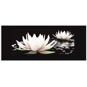 Küchenrückwand ARTLAND Zwei Lotusblumen auf dem Wasser Spritzschutzwände Gr. B/H: 160 cmx65 cm, schwarz Küchendekoration Spritzschutzwände Alu Spritzschutz mit Klebeband, einfache Montage